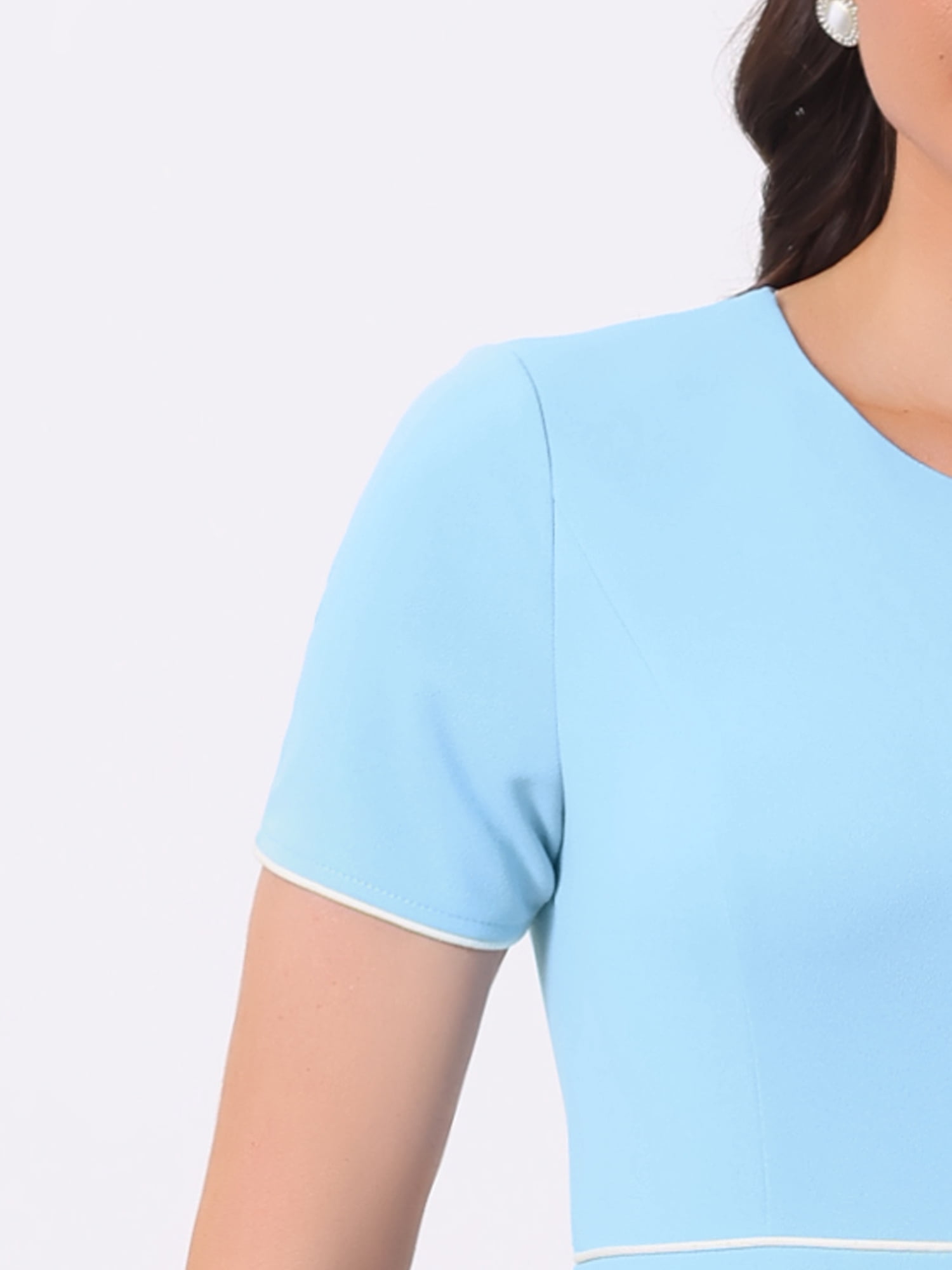 DARING DIVA Peplum Contrast Trim Bodycon Dress XL Sky Blue