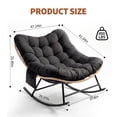 thumbnail image 3 of Oversized Papasan Rocking Chair with Thick Cushion, Curved Leg Wicker Rattan Rocker, Heavy Duty 700 LBS Capacity Indoor Outdoor Glider, Yellow Rattan + Black Cushion, 3 of 7