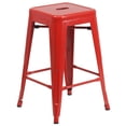 thumbnail image 3 of Home Square 24" Metal Backless Counter Stool in Red - Set of 2, 3 of 10