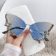 thumbnail image 1 of Gafas de sol de mariposa de cristal sin marco para mujer, gafas de sol sin montura, gafas de marca Vintage, gafas de diamantes brillantes, diseñador de lujo qiuyongming unisex, 1 of 2
