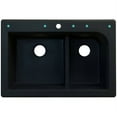 thumbnail image 2 of Transolid Radius 33in x 22in silQ Granite Drop-in Double Bowl Kitchen Sink with 4 CADF Faucet Holes, In Black, 2 of 4