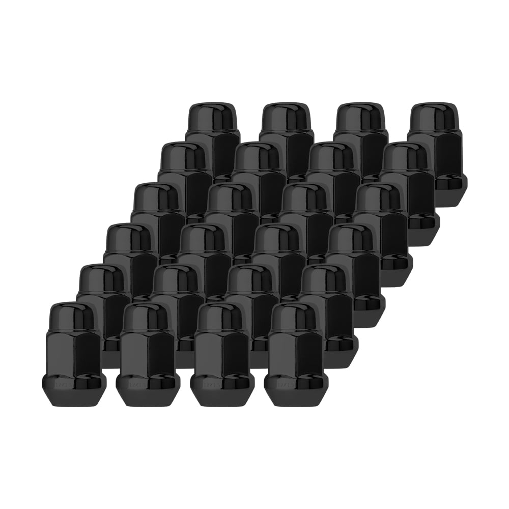 20pc 1.4 Tall Circuit Performance Black Bulge Acorn Hex Lug Nut 12x1.5 