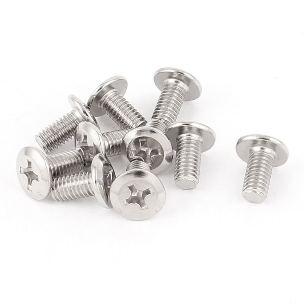 Tornillos de cabeza plana Phillips M6 x 12mm con cabeza avellanada tono plateado 10 piezas