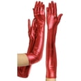 thumbnail image 7 of ToBeInStyle Women's Extra Long Metallic Gloves - Red, 7 of 7