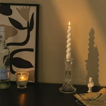 French Relief Glass Candlestick, Medieval High Foot Holder, Dining Room Table Decor, Vintage Atmosphere Enhancer, Crystal Clear Centerpiece