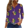 thumbnail image 2 of xixinqiwan Winter Saving Clothing,Mardi Gras Masks and Beads Graphic Tee Fat Tuesday Party Gift Tops, 2 of 6