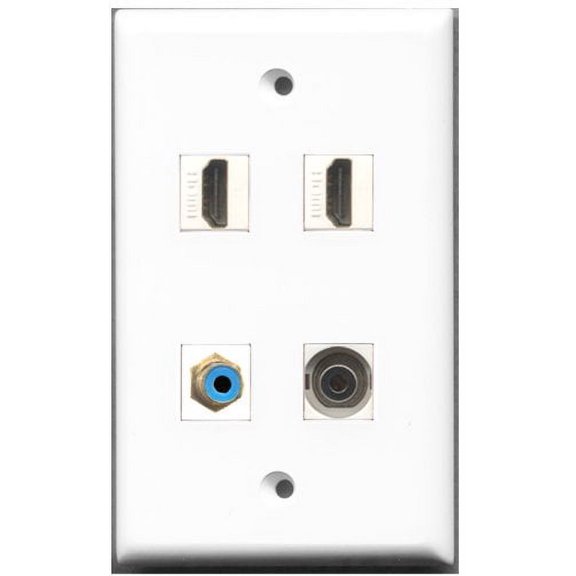 RiteAV - 2 Port HDMI 1 Port RCA Blue 1 Port 3.5mm Wall Plate
