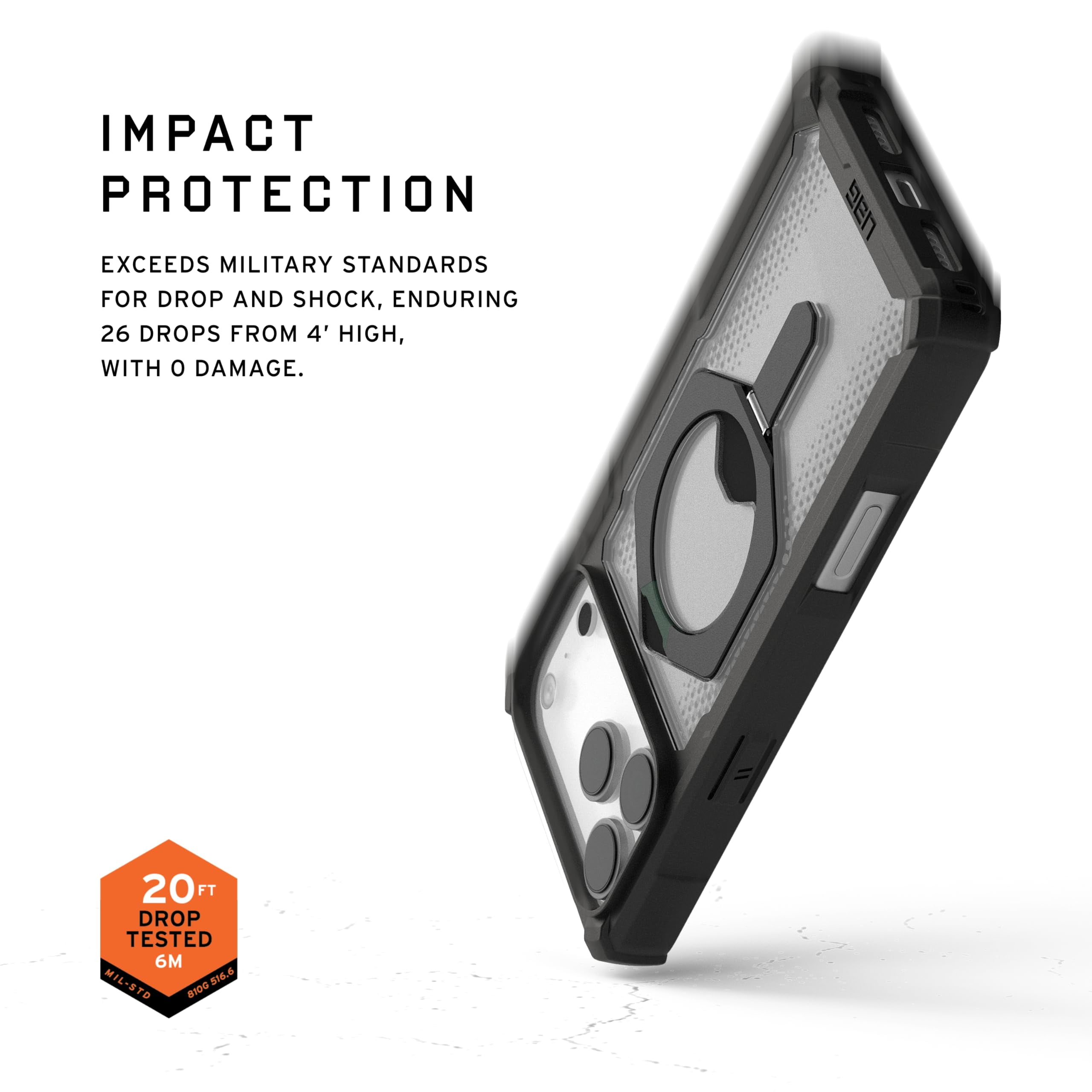 UAG iPhone 17 Pro Max Case with Kickstand Plasma XTE - Compatible with MagSafe Transparent Military Grade Protective Cover, Black/Clear
