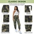 thumbnail image 5 of Women's Camo Cargo Pants High Waist Sweatpants Wide Leg Jogger Pants Work Pants, 5 of 7