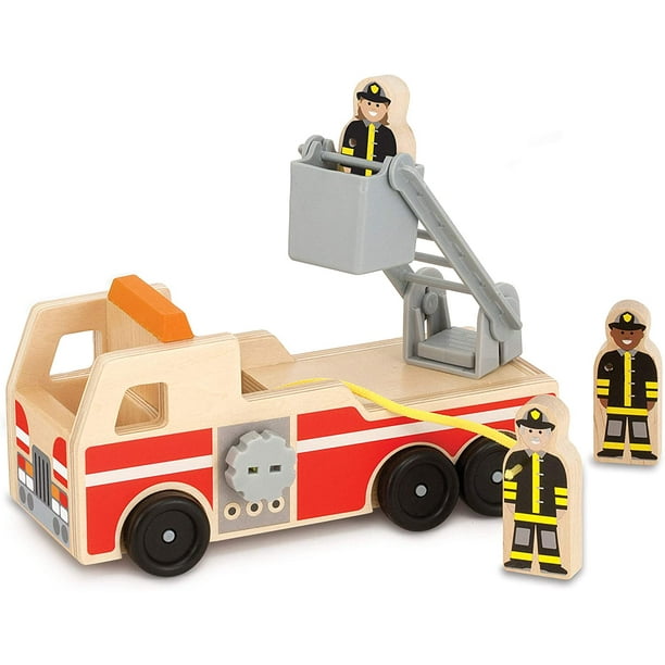 Camión de Bomberos Melissa & Doug MD-8343 Hecho de Madera Infantil con 3 Figuras