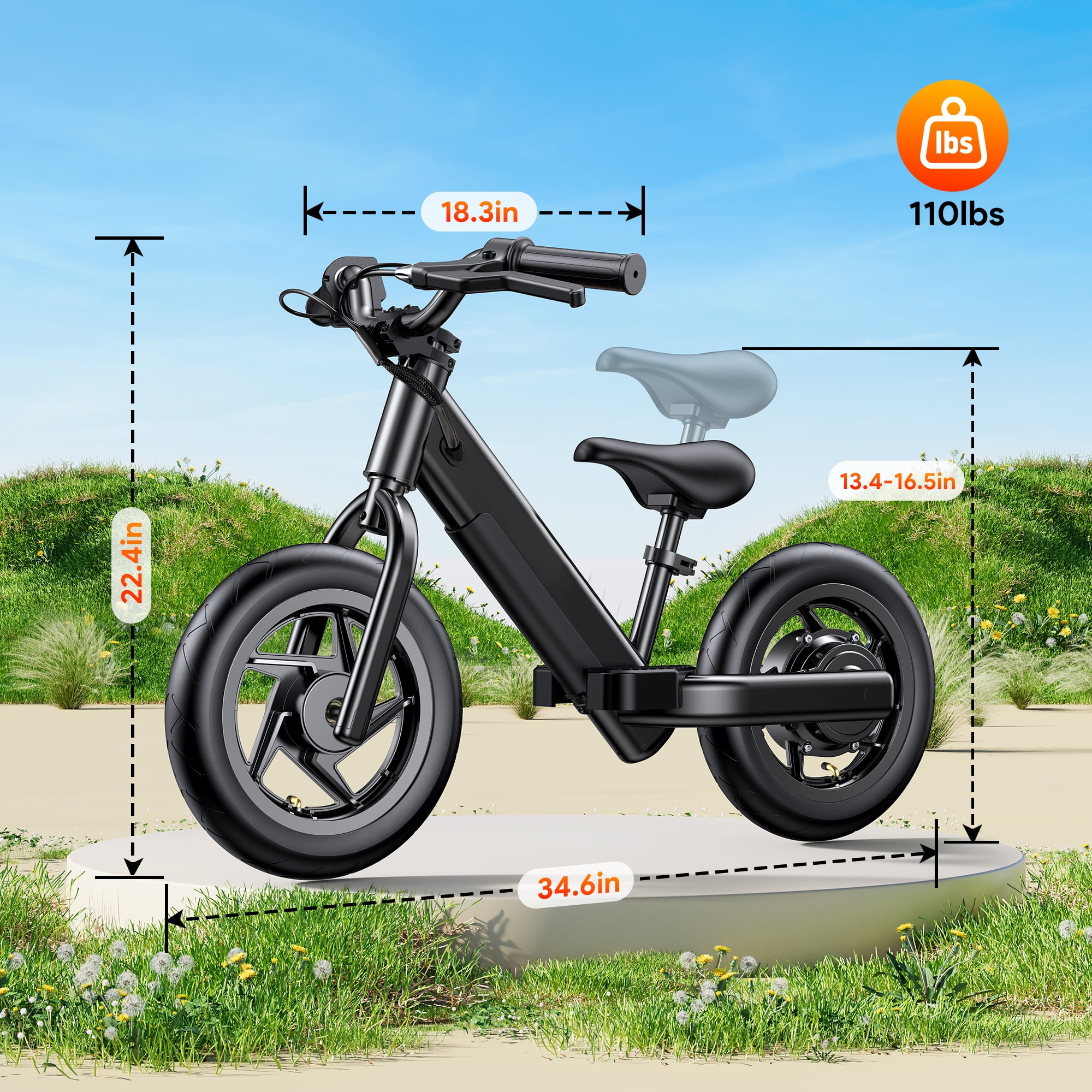 Electric Bike for Kids,100W Electric Motorcycle Up to 10 MPH Electric Dirt Bike with 12 inch Inflatable Tire, Adjustable Seat for Boys Girls Ages 3-5 Years Old