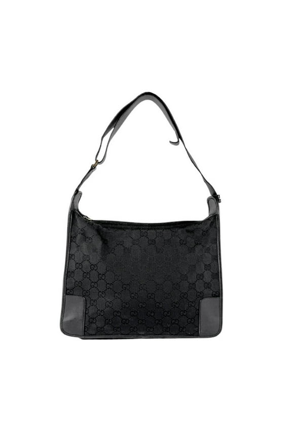 Pre-Owned GUCCI Shoulder Bag GG Canvas Leather Black Women's z4821 (Good)