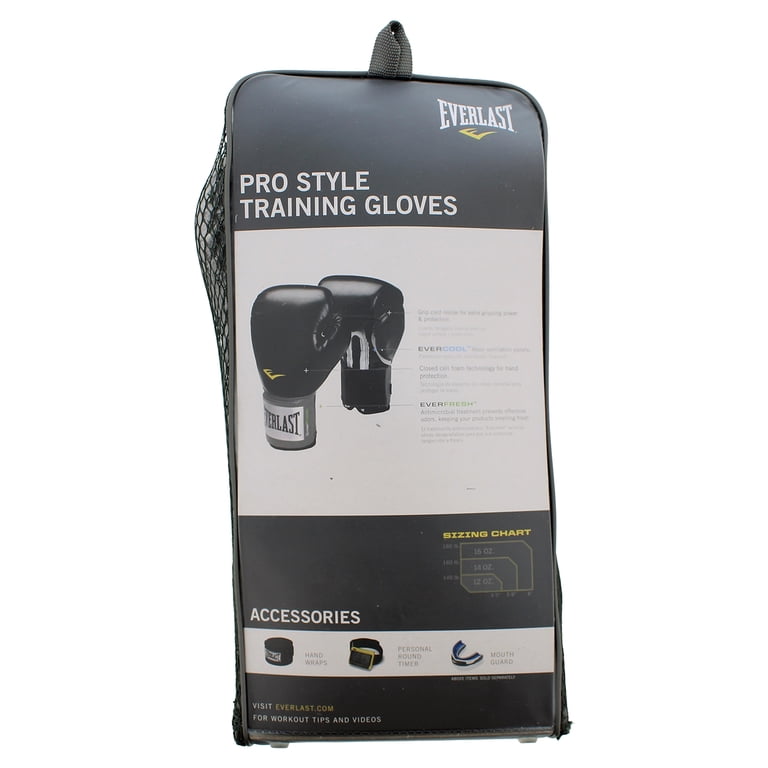 Everlast 16 Oz. Black Pro Style Boxing Gloves - Walmart.com