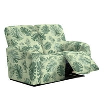 Xixirimido Recliner Chair Cover, 6-Pieces Stretch Recliner Covers for 2 Seat Stretch Reclining Chair Slipcover Furniture Protector for Pets Kids, Retro Palm Leaf Green