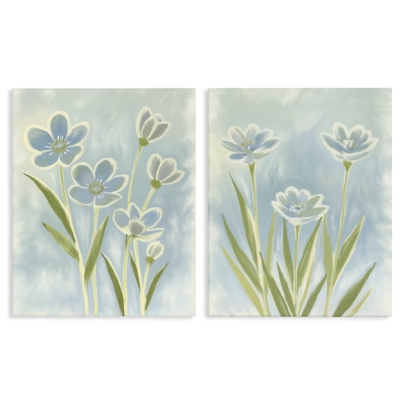 Stupell Industries Contoured Blue Petals 2 Piece Canvas Wall Art Set, design by Kim Allen