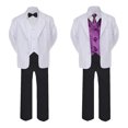 thumbnail image 2 of 5-7pc Formal Black White Suit Set Eggplant Bow Necktie Vest Boy Baby Sm-20 Teen, 2 of 3