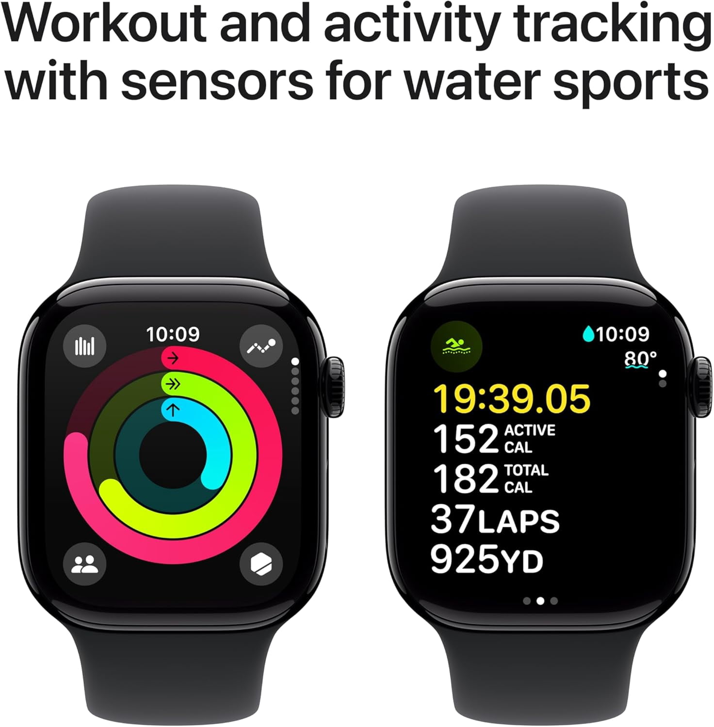 Restored Apple Watch Series 10 [GPS + Cellular 42mm case] Smartwatch with Jet Black Aluminium Case with Black Sport Band (Refurbished)