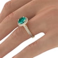 thumbnail image 3 of Lab Created Green Emerald Stone 2.10 ctw Ring with Diamonds 14K Yellow Gold Halo Filigree With Accents, 3 of 7