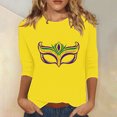 thumbnail image 2 of YUGYXL Womens Lounge 3/4 Sleeve Tshirts Mardi Gras Cute Loose Shirts Summer Crew Neck Lightweight Tunic Tees Carnival Theme Party Comfy Tops Sales, 2 of 5