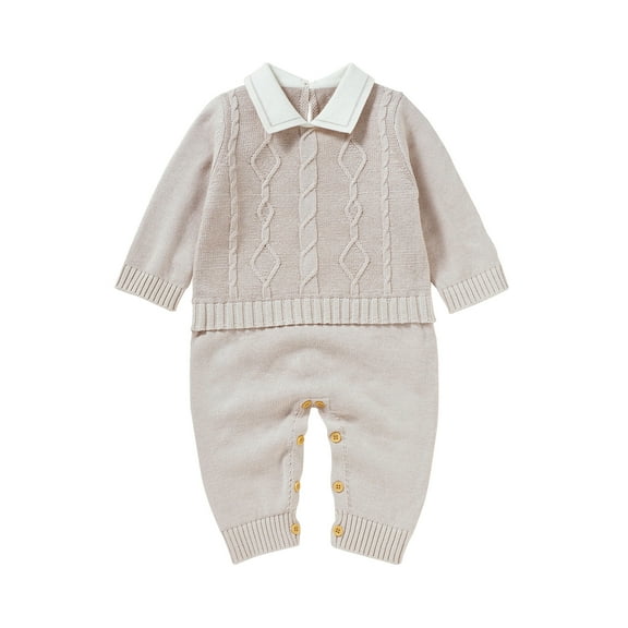 Newborn Baby Romper 100%Cotton Knitted Toddler Clothes Turn-down Collar One Piece Overall Infant Boy Jumpsuit Outfit Fashion Tie