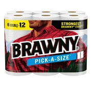 Brawny Pick-A-Size Paper Towels, 6 Double Rolls = 12 Regular Rolls, 2 Sheet Sizes (Half or Full), Strong Paper Towel For Everyday Use