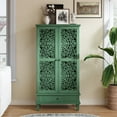 thumbnail image 2 of CQSXDA 55 Inch Tall Storage Cabinet with Drawer, Carved Wood 2-Door Accent Cabinet with Solid Wood Legs for Home, Antique Green, 2 of 10