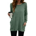 thumbnail image 2 of idosla Long Sleeve Shirts for Women Long Sweaters with Pockets Tunic Tops Loose Fit (Dark Green, L), 2 of 4