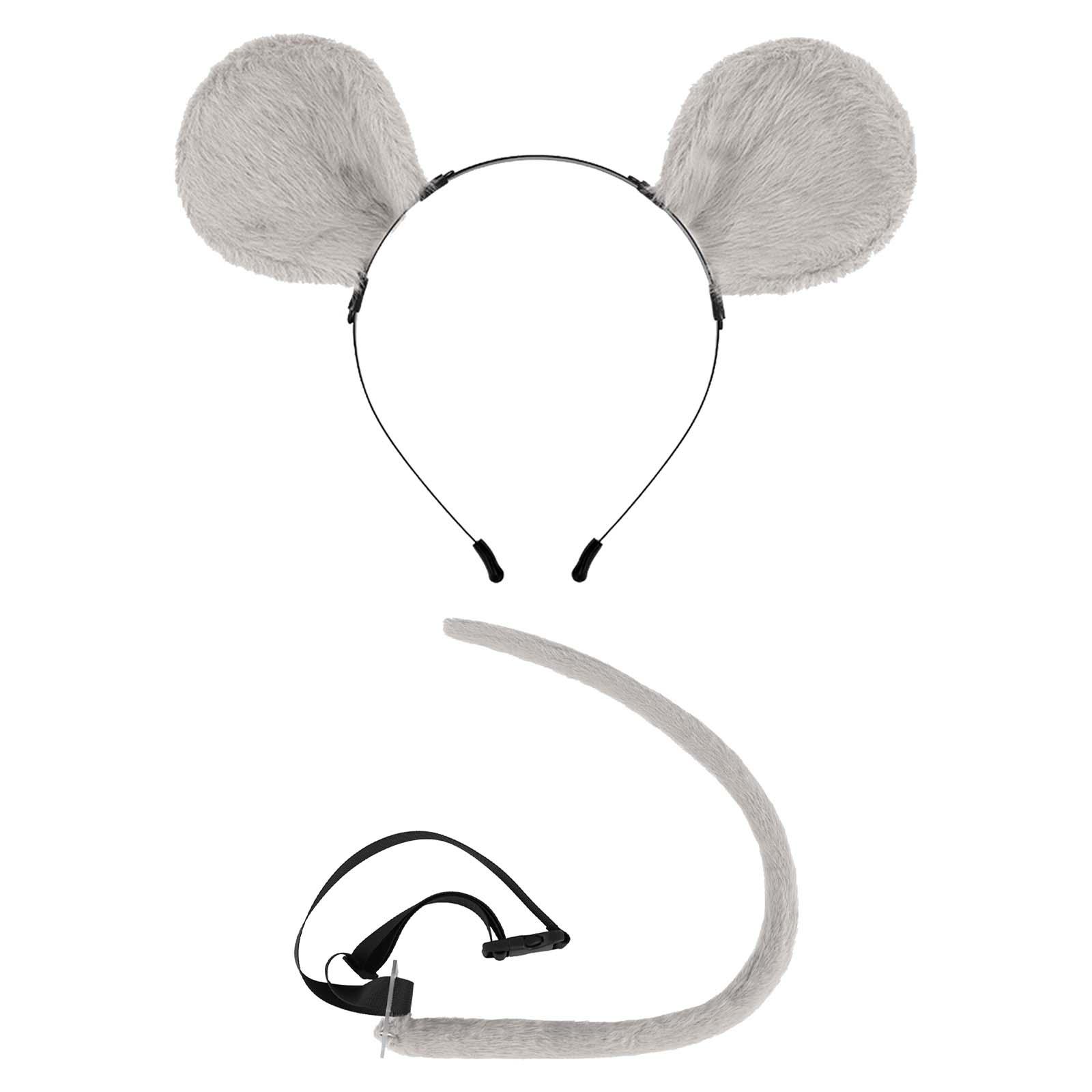 Déguisement Souris - Ensemble Oreilles Bandeau + Queue Pour Fête, Carnaval, Costume Animal (taille Unique)