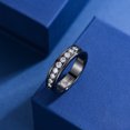 thumbnail image 4 of SFTING Men Wedding Band 925 Sterling Silver Rings for Men White Plated Round 5A Zirconia Black Size 12, 4 of 7