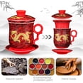 thumbnail image 2 of YURROAD Chinese Dragon Pattern Tea-Mug with Strainer Infuser and Lid and Saucer Ceramic Tea Mug Convenient System Chinese Porcelain Personal Tea Cup 13.5 oz(380ml) - RED, TC400, 2 of 7