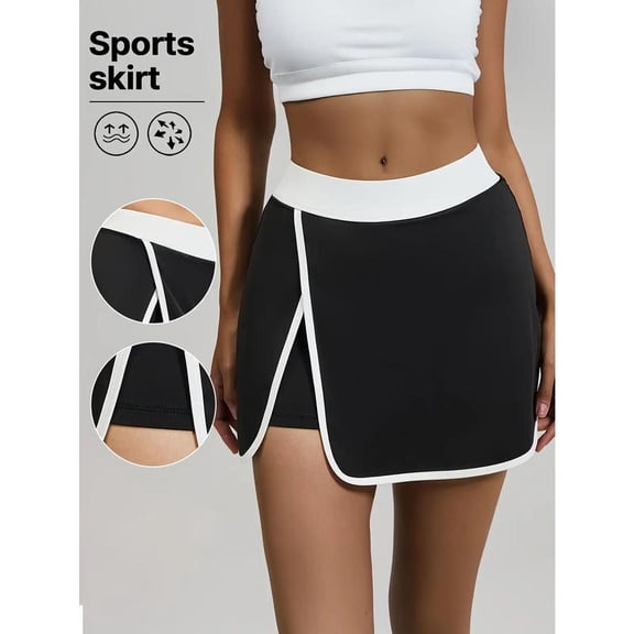 Top-kevin Women's High-Waisted Running Skirt with Built-in Shorts - Gym, Yoga, Cycling, Running Skirt - Non-See-Through Workout Skirt with Side Pockets