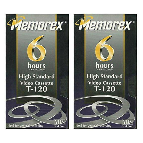 Memorex T-120 6-Hour VHS Video Tape, Multipack of 2