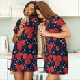 thumbnail image 4 of Xecao Chemise de Nuit Ample à Fleurs Roses pour Femmes Manches Courtes Décontractée Imprimée, 4 of 6