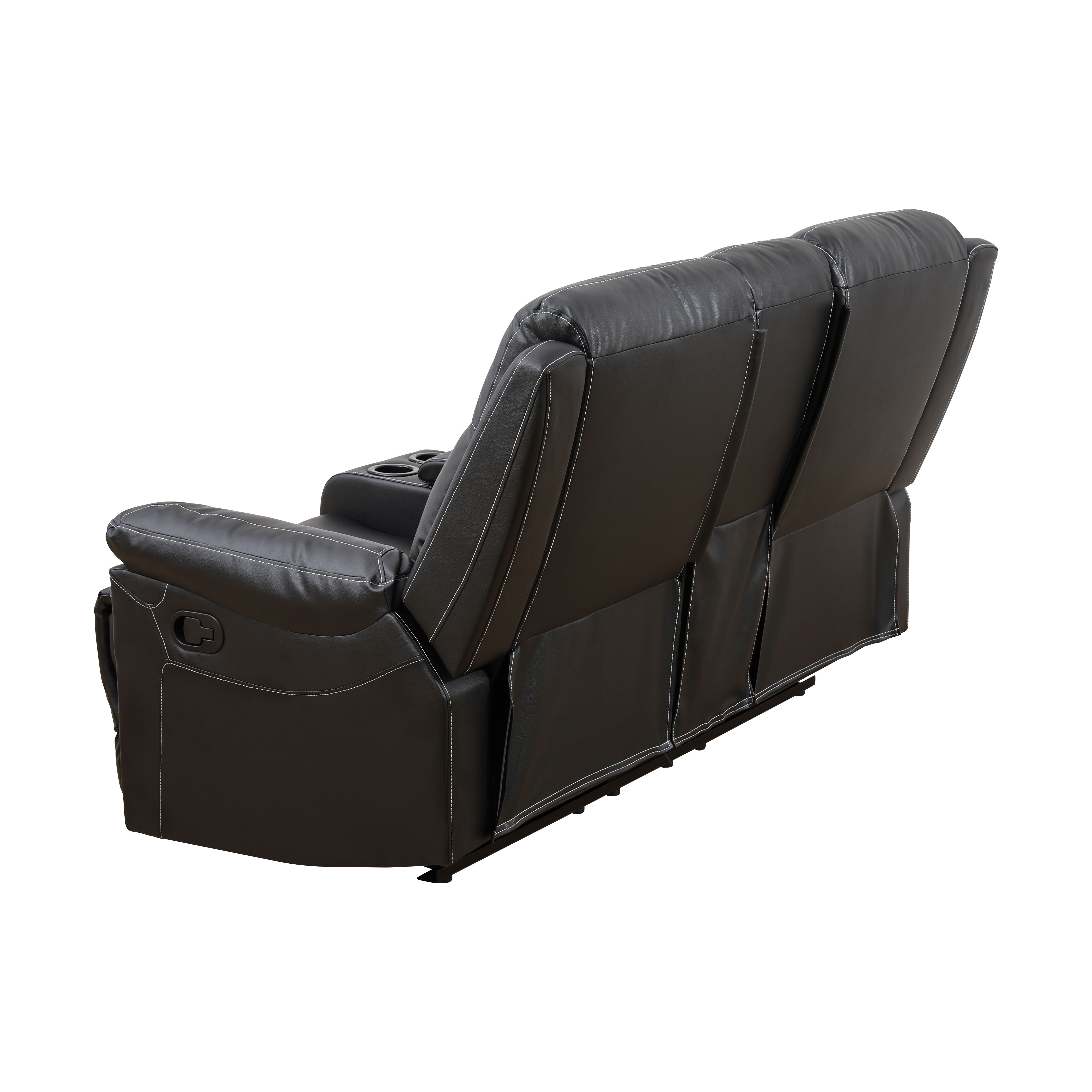 MAYEERTY 2-Seater Recliner Loveseat, Breathable Semi PU Leather Recliner Sofa with Storage for Apartment Living Room