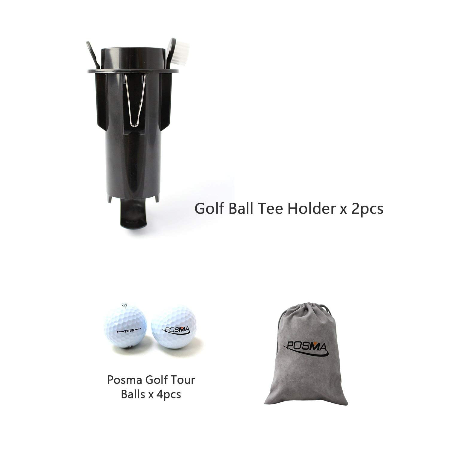 POSMA BCA010 2pcs Golf Pro Clip Caddy, Golf Ball Tee Holder Belt Clip