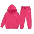 thumbnail image 2 of Eltusu Girls Winter Outfit Sets, Thermal Long Sleeve Elastic Waist Athletic Hoodies and Sweatpants Sets Hot Pink Size 12-13T, 2 of 3