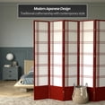 thumbnail image 2 of Red Lantern 7 ft. Tall Double Cross Shoji Screen - Rosewood - 5 Panels, 2 of 6