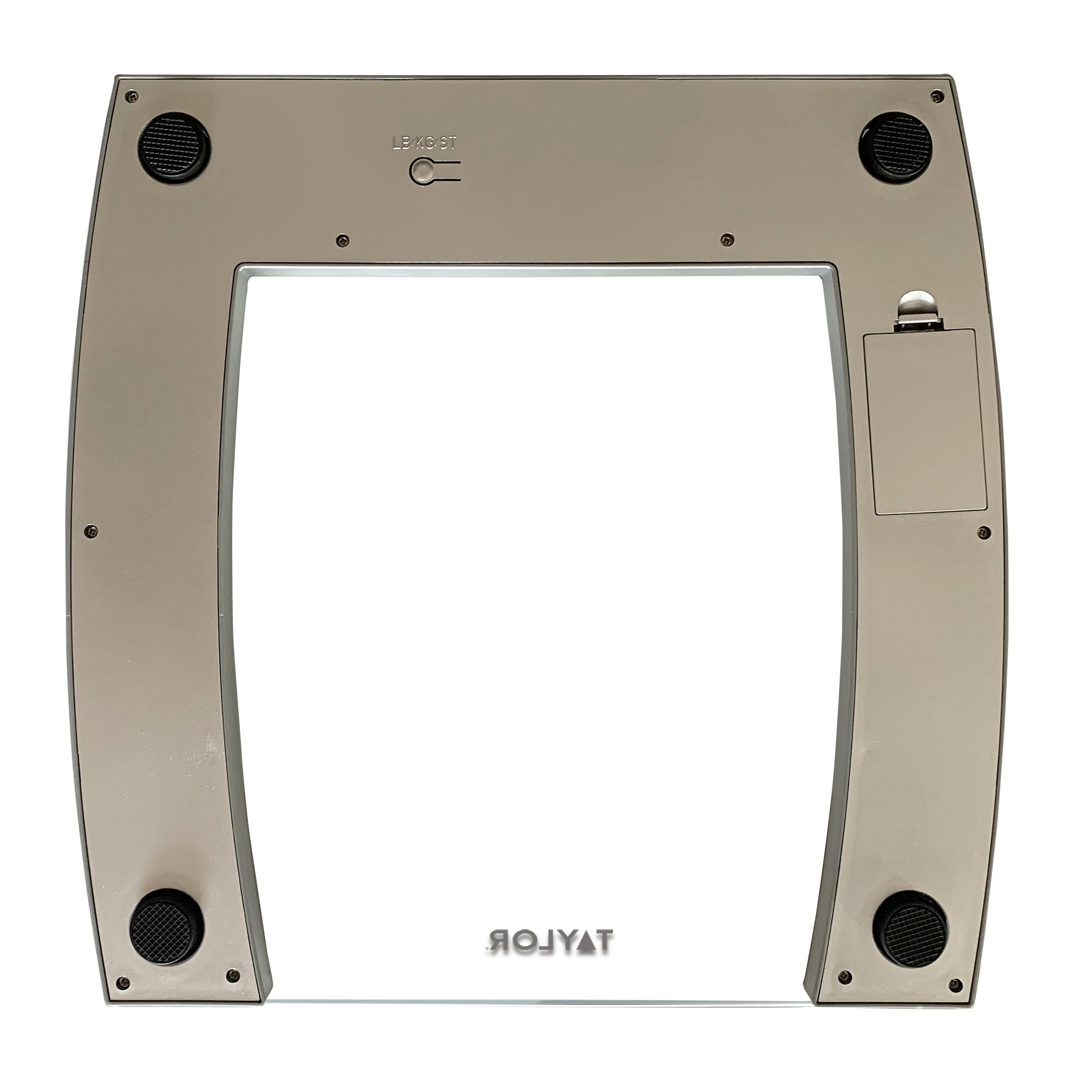 Taylor Clear Glass Bathroom Scale with Curved Stainless Steel Accents