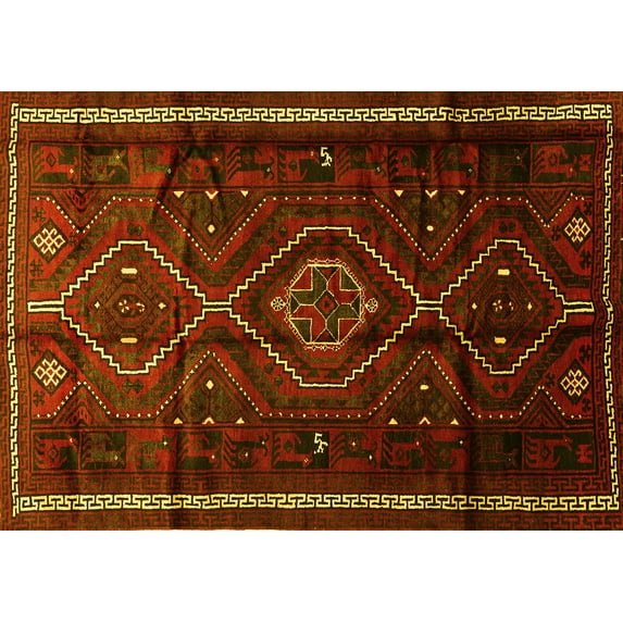 Ahgly Company Indoor Rectangle Southwestern Yellow Country Area Rugs, 8' x 10'
