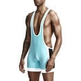 thumbnail image 2 of Mens Romper Men's Sleeveless Athletic Supporters Wrestling Singlets Sports Bodysuit Jumpsuits Adult Onesies for Men Dark Blue L, 2 of 7