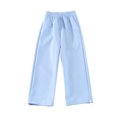 thumbnail image 4 of CYRBOKO Girls Summer Sweatpants, Cotton Lightweight Elastic Waist Loose Straight-leg Pants Blue Size 10-12 T, 4 of 7