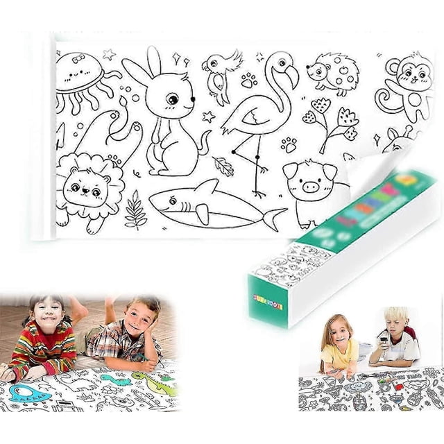 Children's Drawing Roll, Coloring Paper Roll For Kids, Sticky Color Filling Paper Roll Wall Coloring Stickers
