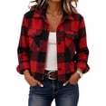 thumbnail image 2 of Yifymode Cropped Jacket Women Fall Outwear Button Down Plaid Trendy Cropped | Plaid Jacket Women, Gingham Shackets Coats Petite, Fashion, 2 of 9