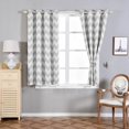 thumbnail image 3 of Efavormart 2 Panels White/Silver Polyester Chevron Design Thermal Insulated Blackout Room Darkening Grommet Top Curtain 52"x64", 3 of 10