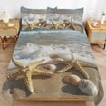 thumbnail image 6 of 3 Pcs Soft Bedding Set, Includes 1 Duvet Cover with Zipper And 2 Pillow,Shams Starfish Beach Queen(90"×90"), 6 of 8