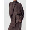 thumbnail image 4 of Women Tie Neck Blouse, Button Down Long Sleeve Bodysuits Top Professional Clothes Brown M, 4 of 8