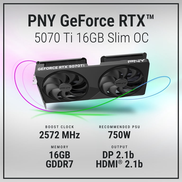 PNY NVIDIA GeForce RTX™ 5070 Ti Slim Dual-Fan, Dual-Slot OC
