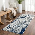 thumbnail image 2 of BoutiqueRugs Glendon Traditional Medium Pile Marble Area Runner Rug - Blue, Charcoal, Teal - 2'7" x 10' Runner, 2 of 13