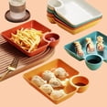 thumbnail image 4 of 4 platos para dumplings, de plástico con platillo para mojar, con compartimento para salsas, para fiestas, sushi, dumplings y aperitivos (4 colores), 4 of 6
