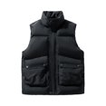 thumbnail image 2 of Dwelliawo Men's Vest Padded Jacket Loose Warm Puffer Vests Winter Lightweight Quilted Coats Outdoor Travel Stand-Up Collar Coat Black 2XL, 2 of 8
